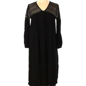 Zara Basic Collection Black sheer embroidered slip dress